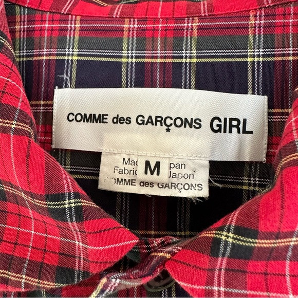 Authentic Comme des Garcons Girl Red Tartan Round Collar Shirt, M - Picture 3 of 10